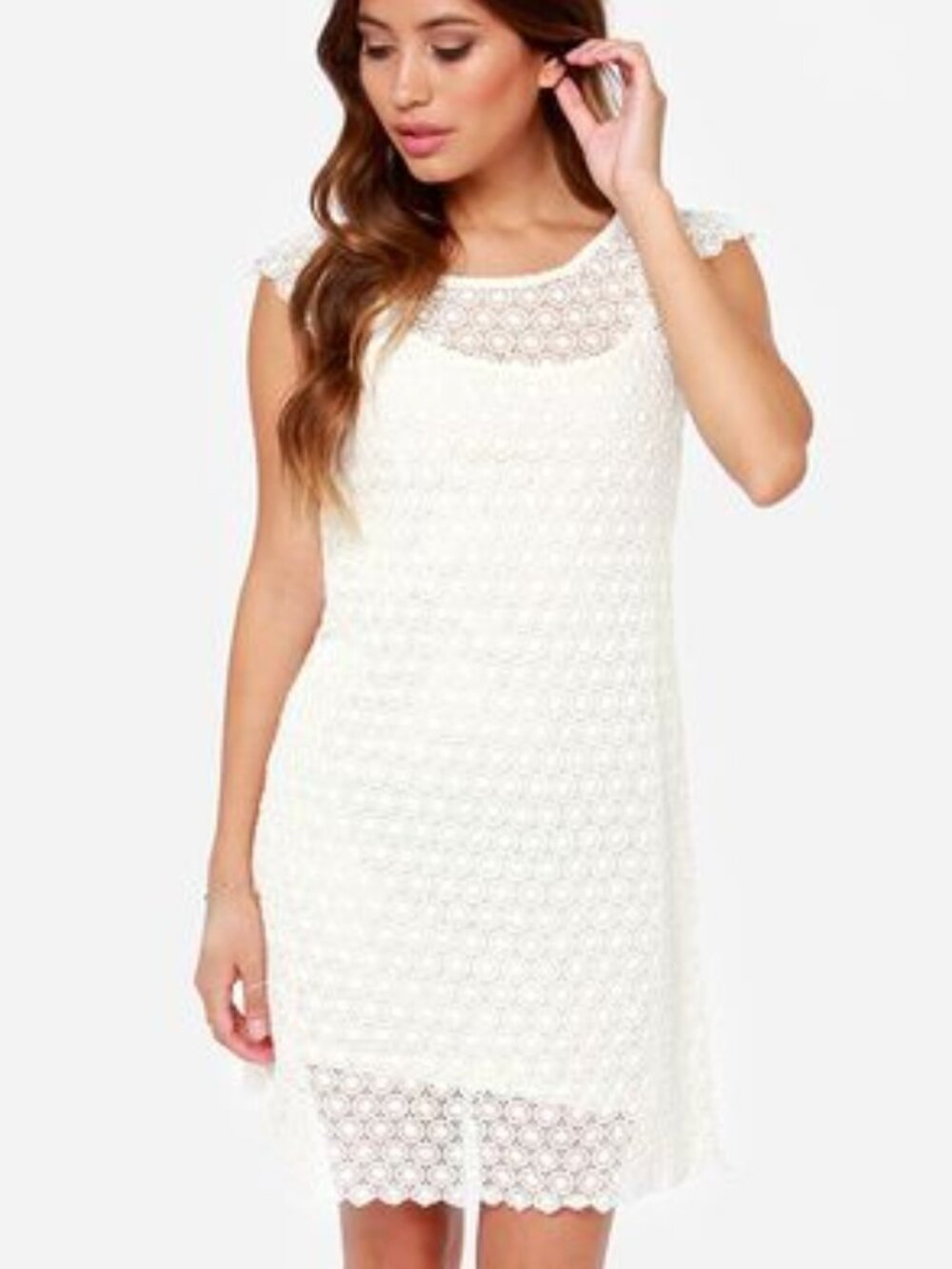 Black Swan Bella Donna Cream Lace mini Dress Summer beach picnic dress